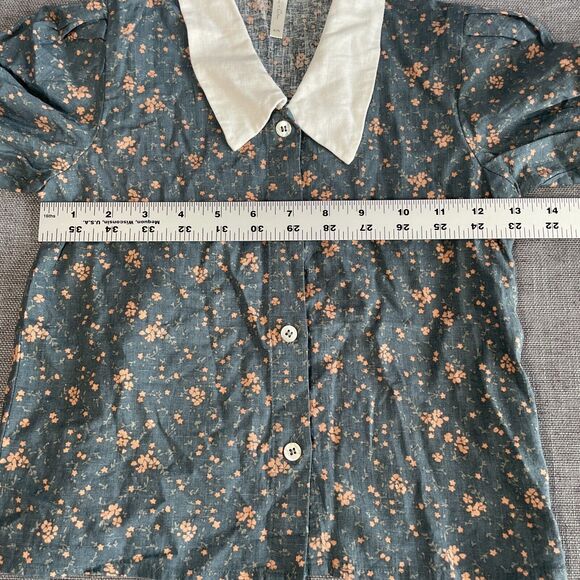 Rilee + Cru Top Girls Size 6-7 Years Dark Floral Button Up Collared Blouse - Picture 9 of 9